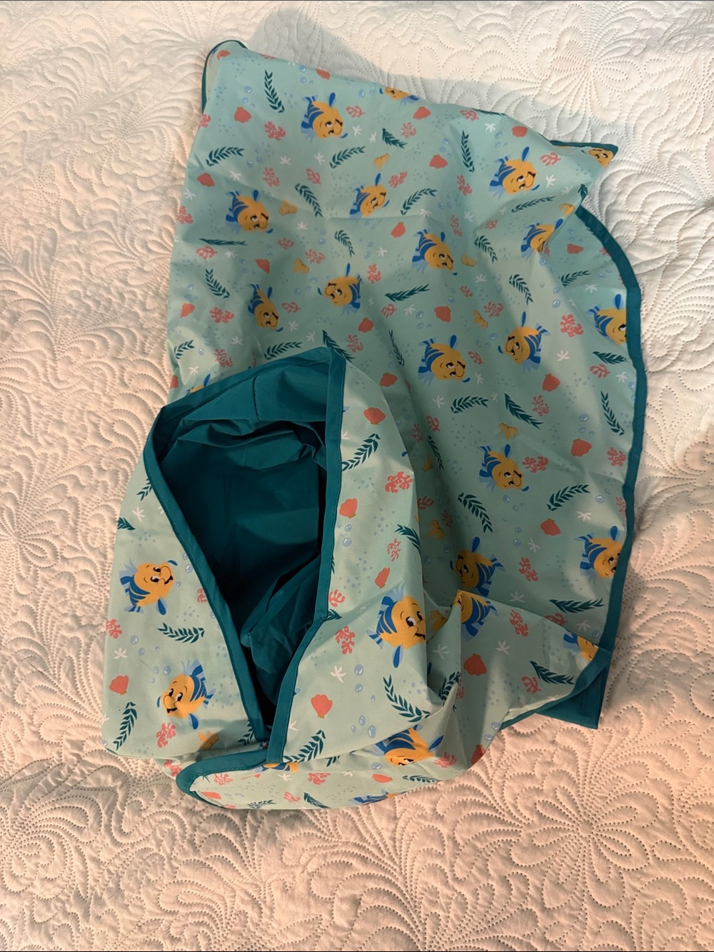 New XX large Disney Light Teal rain coat  with Yellow Fish Print for dogs